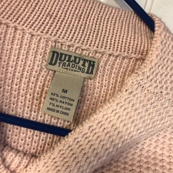 Duluth Trading Co Women's Light Pink Mock Neck Tunic Sweater Medium Thick Knit - Picture 3 of 4
